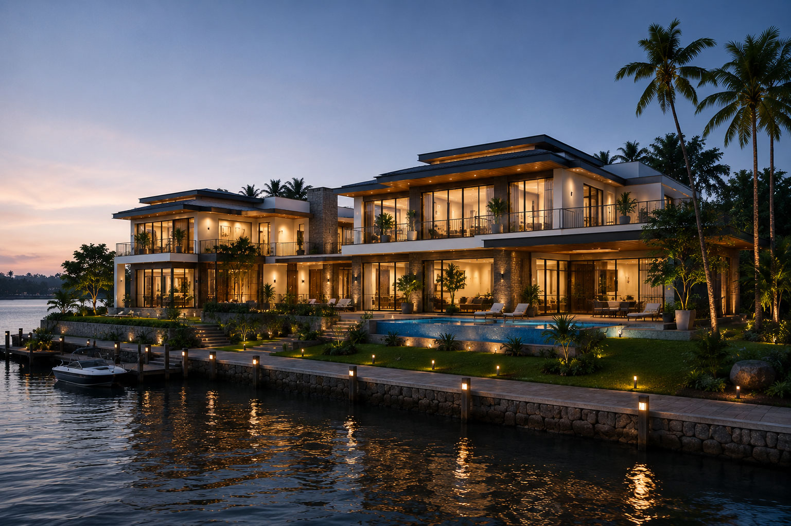 waterfront home design kollam residential project